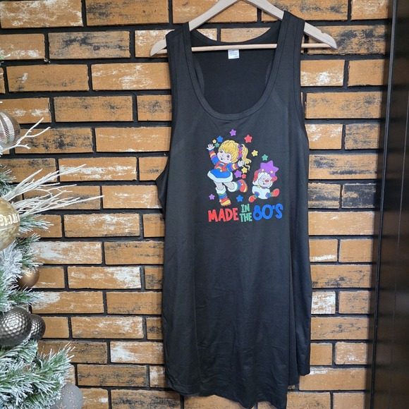Rainbow Brite Made In The 80's Womens 3x (Fits Like 1x/2x)Black Tank Sleep Dress - Picture 1 of 8